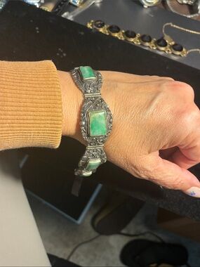 Antique China Jade bracelet signed